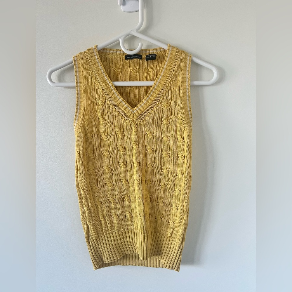 Yellow Cable Knit Sleeveless Sweater